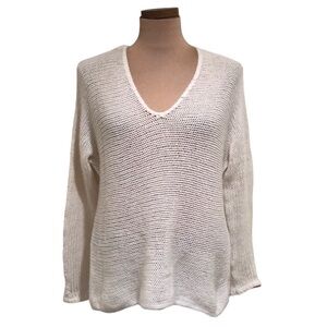 360 Cashmere Sweater Size Medium Cream Open Knit